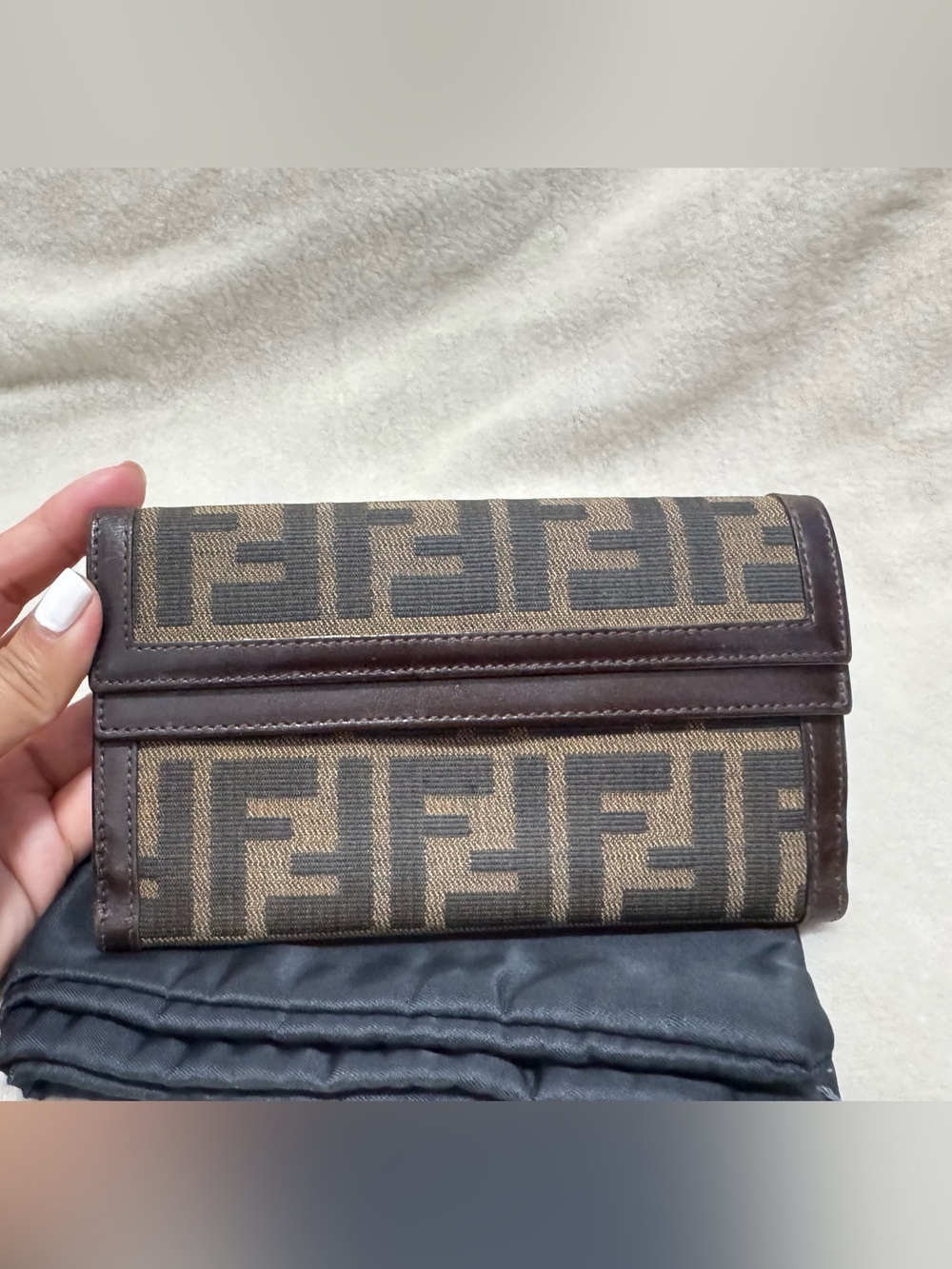 Fendi Brown and Dark Brown FF Monogram Trifold Wallet